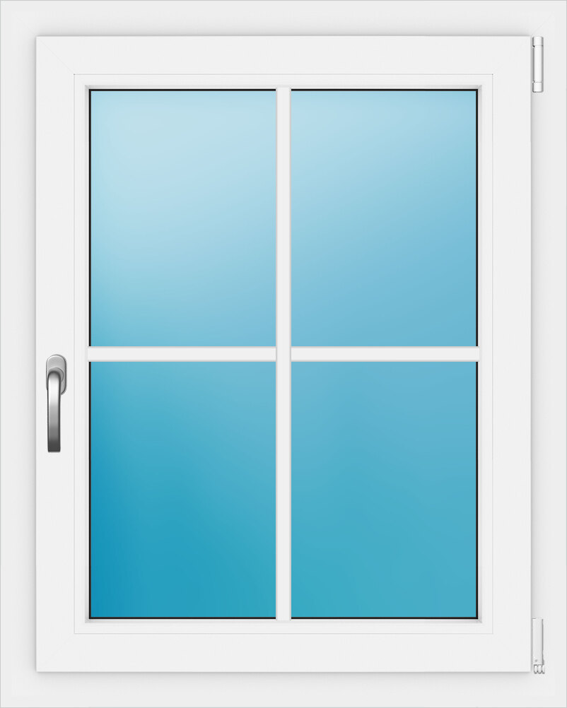 Einflügeliges gekreuztes Sprossenfenster aus Kunststoff